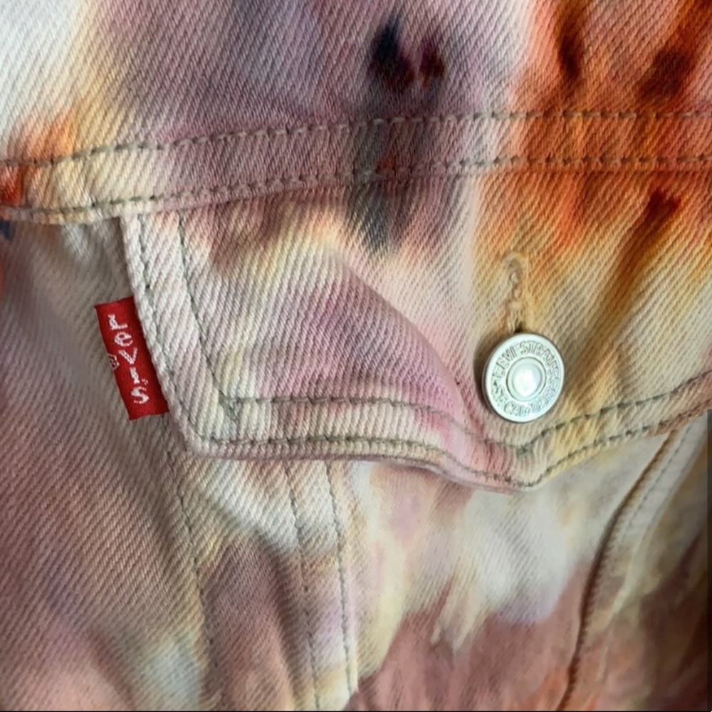 LEVIS Marble Dyed White Denim Jacket Size XL - Picture 4 of 4